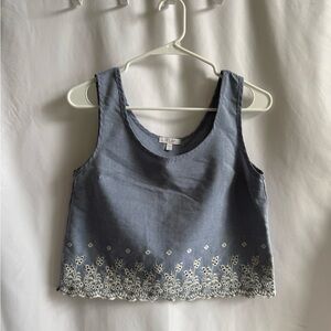 dELiA*s Blue Embroidered Crop Tank